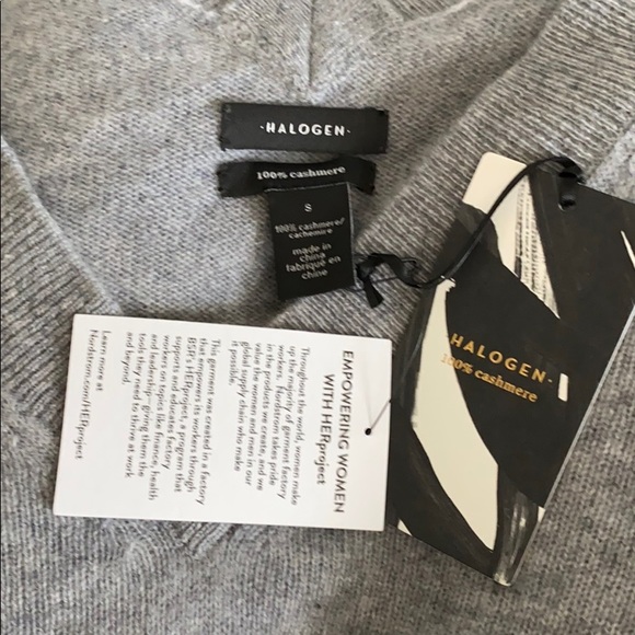 Halogen Cashmere V-neck Sweater Grey Small - Picture 7 of 7